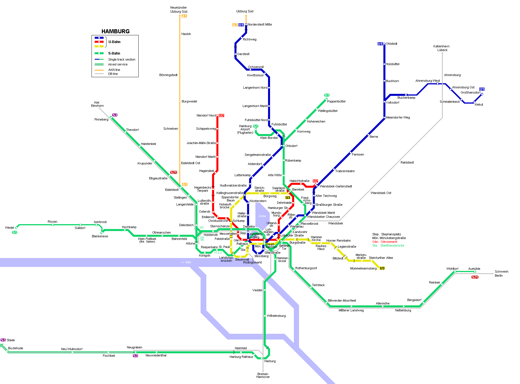 Схема метро Гамбурга